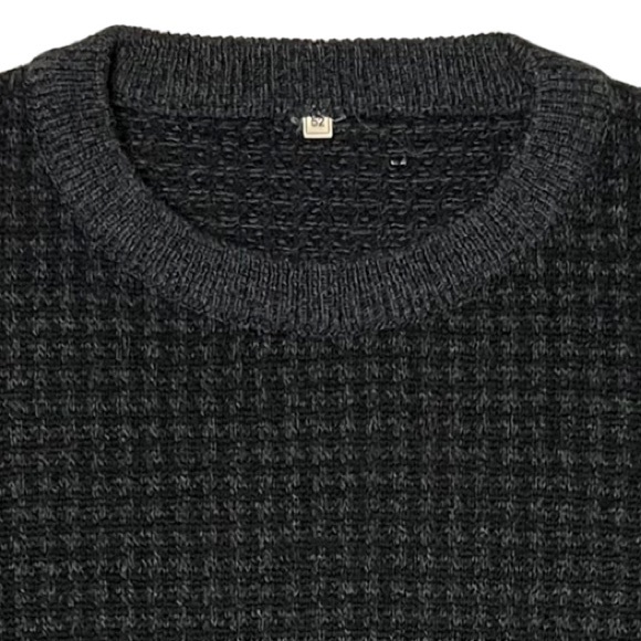 VTG 80’s Custom Made in Italy, Black & Charcoal Checkered Sweater - Picture 4 of 8